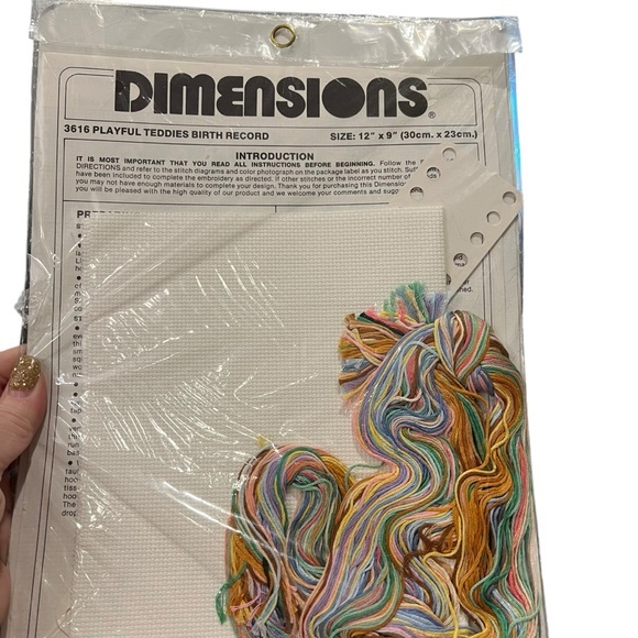 Dimensions Counted Cross Stitch Kit Teddies Birth Record 3616 New SEALED 12x9 - Picture 9 of 9